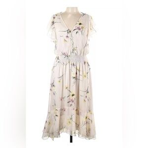 NEW White House Black Market Floral Print MIDI Dress Size Large NWT